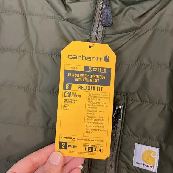 Carhartt Mens Gilliam Rain Defender Jacket Size Large Green Insulated Zip Up - Picture 3 of 9